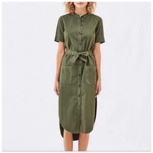 Sundry Shirt Dress Women Medium Olive Green Neutral Natural Gorpcore Minimalist
